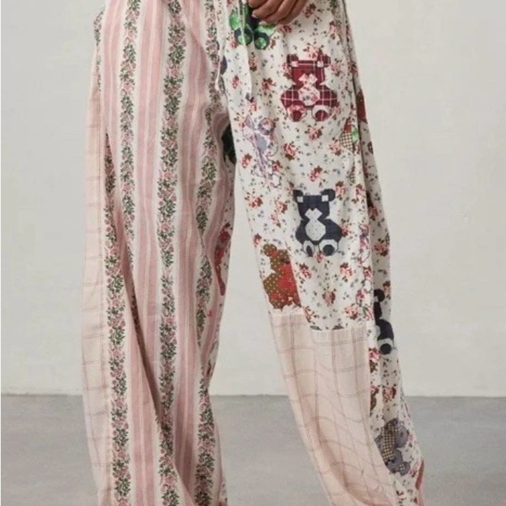 Urban Outfitters Floral and Teddy Bear patchwork Pajama Pants
